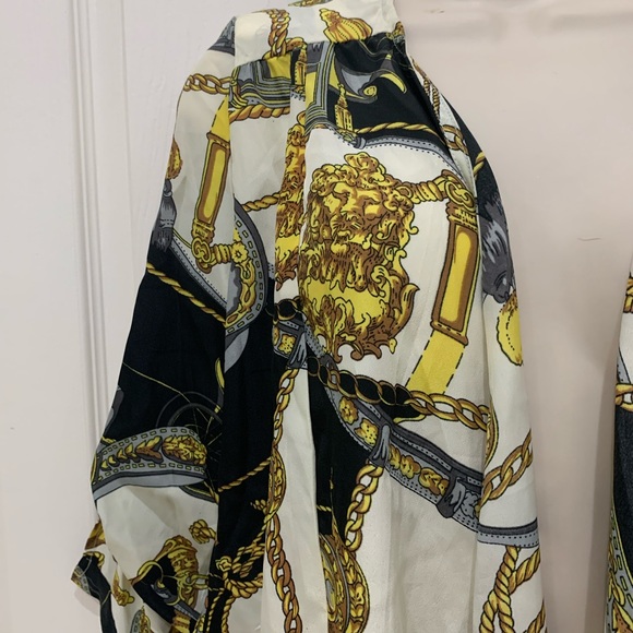 Black yellow gold chain print blazer - Picture 5 of 7